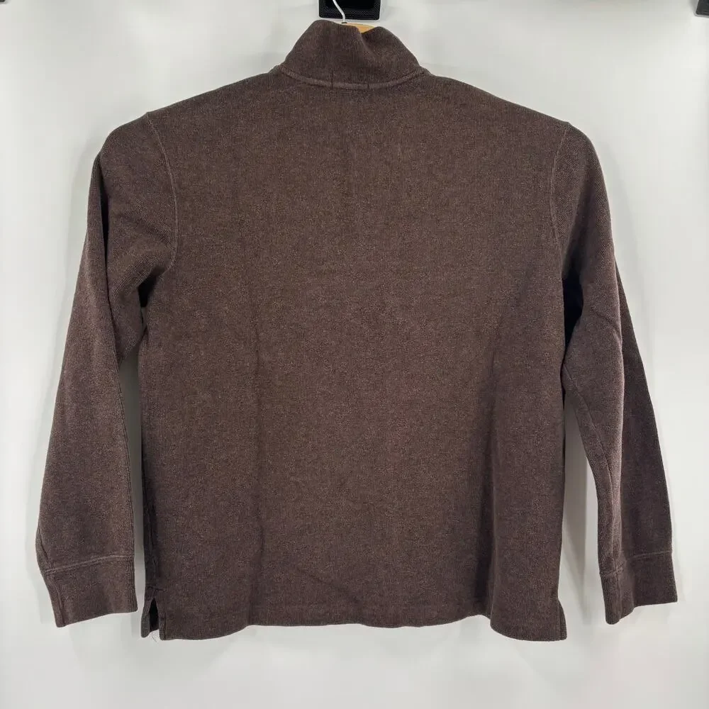Polo Ralph Lauren Large Brown 1/4 Zip Cotton Pullover Long Sleeve Sweater